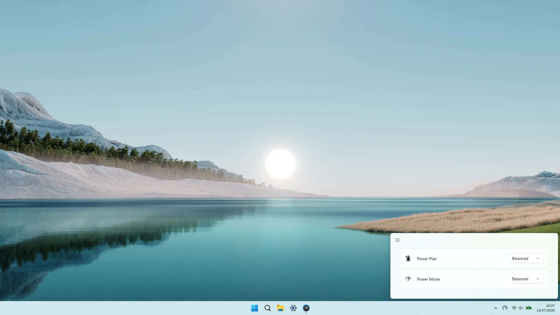 The same Power Switcher window on a light Windows 11 desktop, using the light theme to match the system.